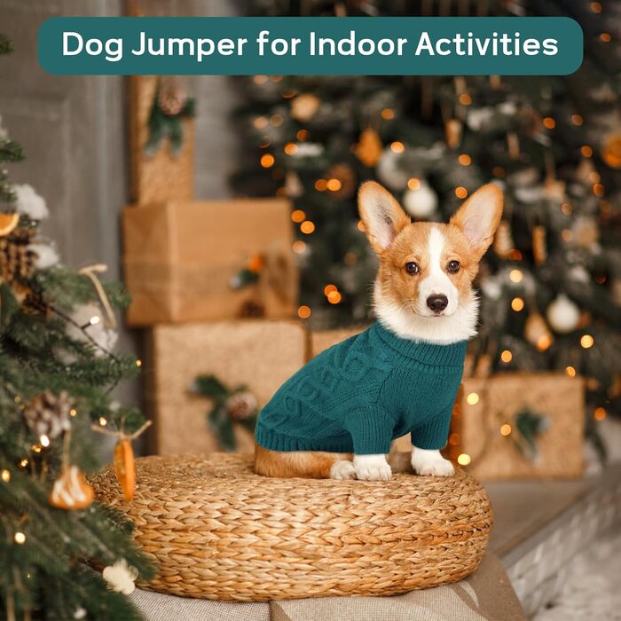 Пуловер для котів та собак Hjumarayan, теплий зимовий пуловер з отвором для повідка, стильний пуловер для кошенят та маленьких собак (Півнячий зелений, S)