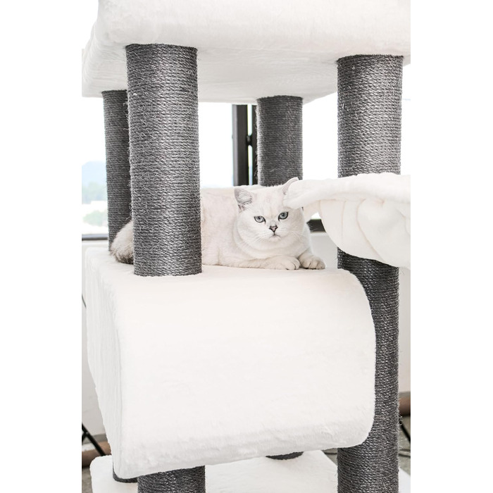 Дряпак для котів Petrebels Maine Coon XXL, 190 см, дизайн для великих котів, сизаль, колір Off-White