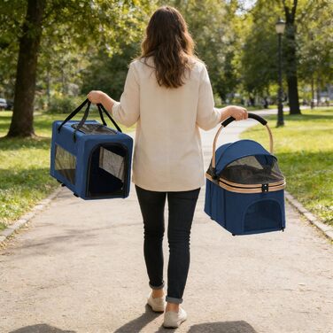 Візок для тварин, бугі для собак та котів, складний, блакитний. Матеріал: дихаюче сіткоподібне полотно + водовідштовхувальне оксфордське полотно 300D. Макс. вага: 20 кг.