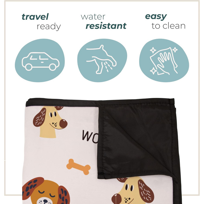 Килимок для тварин у приміщенні та на вулиці 127x152.4 см, зручний, миючий, водовідштовхуючий, ідеальний для пікніків та подорожей, складаний килимок для пляжу, лап та кісток (слонова кістка, коричневий)