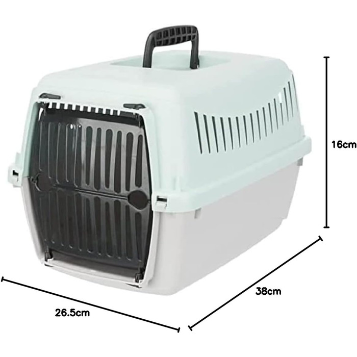 TRIXIE 39804 Транспортувальний бокс для кошенят і цуценят XS, 26×25×39 см, світло-сірий/м'ятний