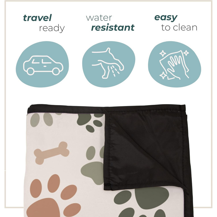 Килимок для тварин для дому та вулиці 127 x 152,4 см, зручний, водонепроникний, для пікніків та подорожей, складаний, зелений/коричневий