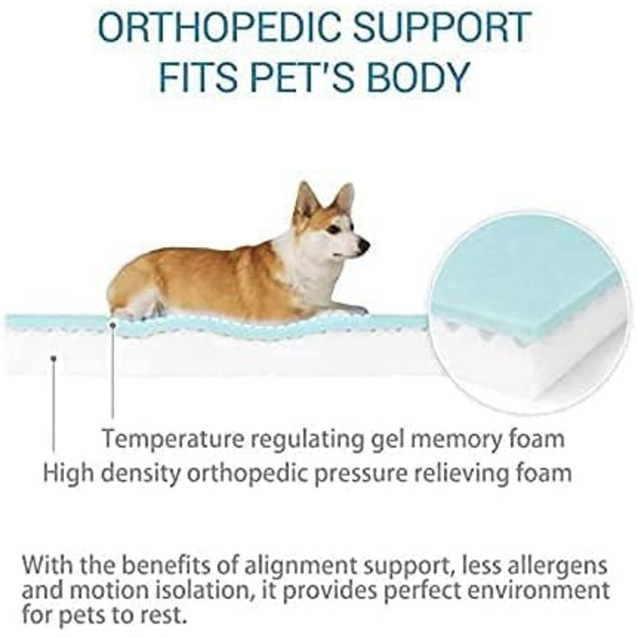 Ортопедичне ліжко для собак з гелевим шаром та піною з пам'яті, вологостійке, для великих та маленьких собак, знімний чохол, XL, помаранчеве