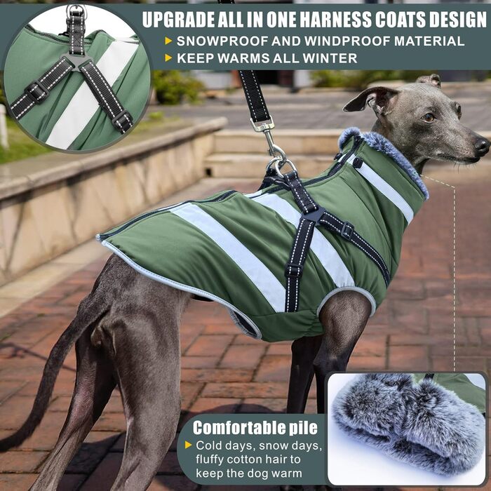 Водонепроникні куртки для собак, зимові теплі куртки для собак, одяг для домашніх тварин з відбиваючими елементами, куртки для собак у холодну погоду, затишні костюми від снігу, куртки та жилети для маленьких, середніх та великих собак (Зелений, 5XL)