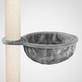 Лежанка для кота HappyPet XL на когтедрапці, Ø 40 см, сталевий каркас, плюш 440 г, до 15 кг, сіра