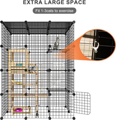 Великий котячий вольєр для дому та вулиці, металевий, знімний, DIY Catio для 1-3 котів, 2x3x4 м, ігровий майданчик