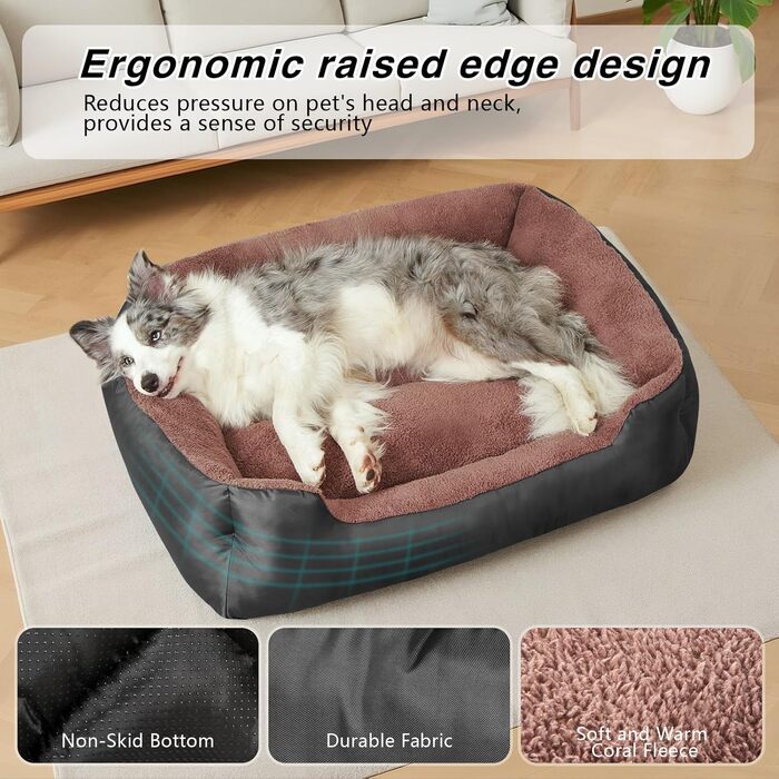 Ортопедичне ліжко для собак середніх порід, зручне, миюче, з неслизьким дном, чорного кольору, 79 x 59 x 18 см