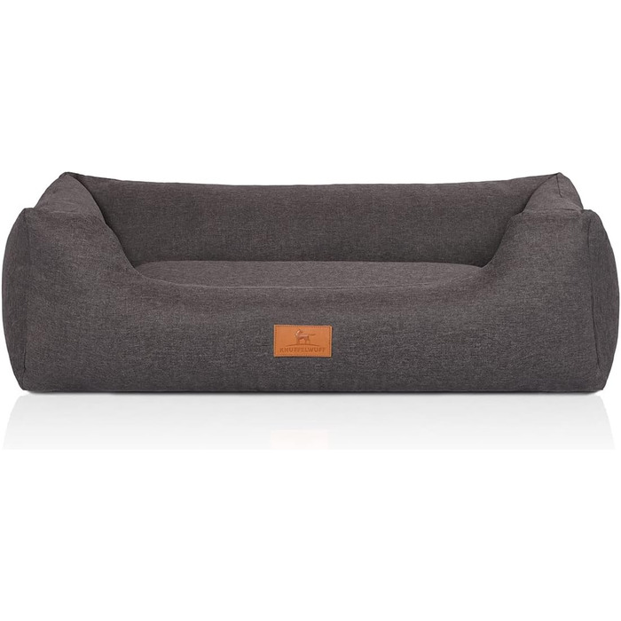 Ліжко для собак Knuffelwuff Lotte XXL 120x85 см, велюр, знімний чохол, сіре, для великих, середніх і малих собак, пране
