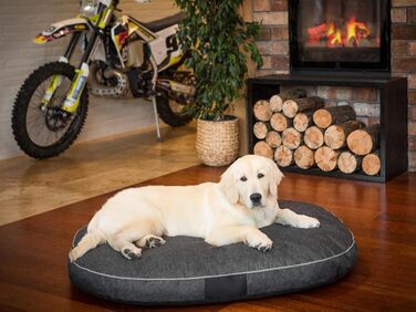 Килимок для собак овальної форми, розмір M, 70 x 50 см, чорний, з екологічного льону