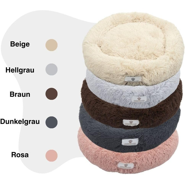 Кругле ліжко для собак та котів Pfoten&nasen® Wolke 7, бежеве, XS (55 см) – м'яке, знімний чохол, для маленьких тварин