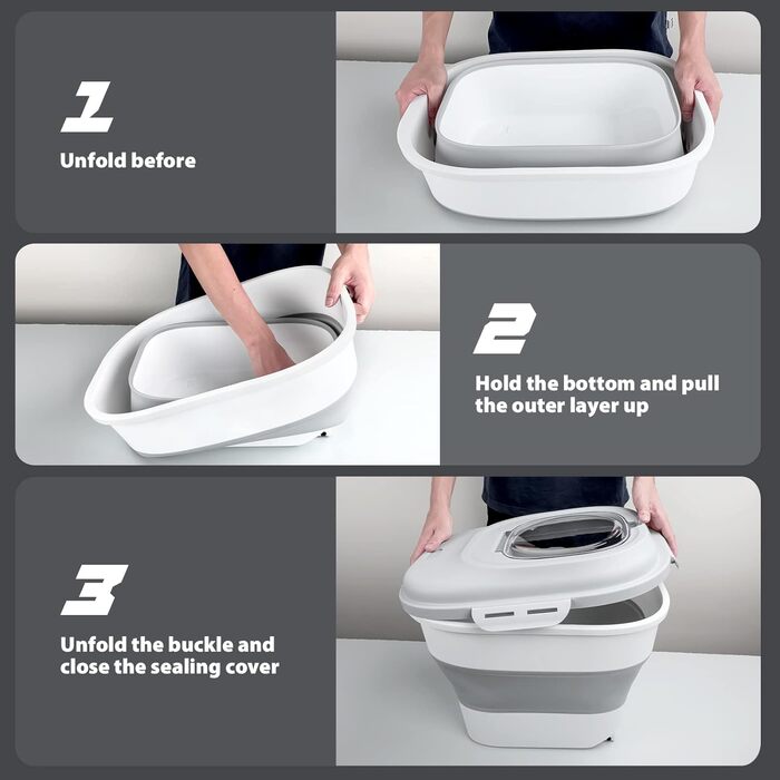 Viretec Контейнер для корму 22,7 кг, складний, з кришкою на замку, на колесах, для собак і котів, білий