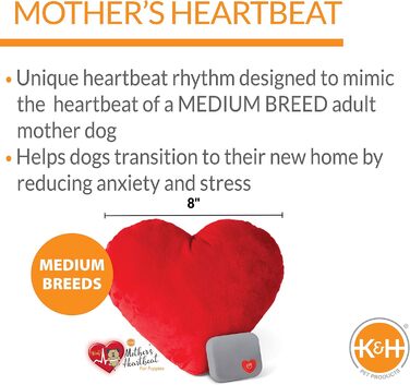 Подушка для собак K&H Mutter's Heartbeat, червона, 20,3 см, імітація серцебиття, плюшева, середній розмір