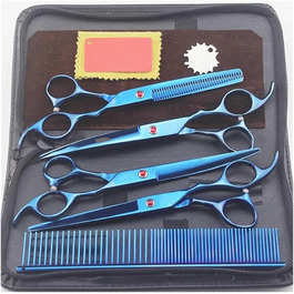 Набір ножиць для собак, догляд за шерстю: прямі та зігнуті ножиці для собак та котів