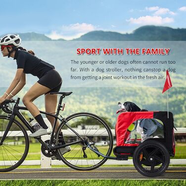 Дитяча коляска для собак DlandHome, складна, з колесами, світловідбивачами, червона, до 40 кг