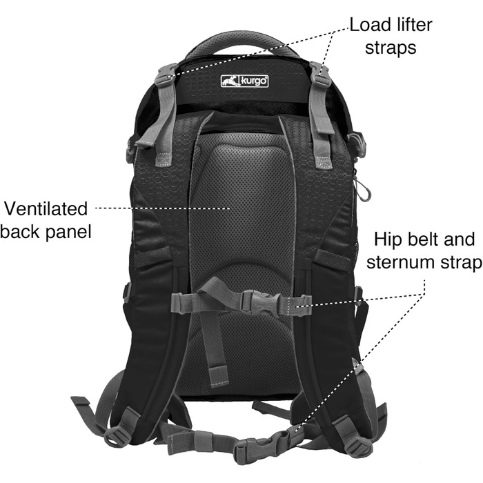 Рюкзак для собак Kurgo G-Train, чорний, для тварин до 11 кг, водонепроникний