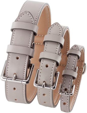 Стійкий нашийник для собак Brute Strength з натуральної шкіри, світло-сірий, розмір M (36-43 см)