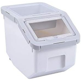 Контейнер для корму для тварин, контейнер для корму для собак зі шкребком, стекується, 10 кг, контейнер з кришкою, сірий, розмір L