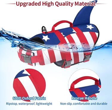 Жилет для плавання собак Malier, Ripstop, висока плавучість, для малих, середніх та великих собак, рятувальний жилет, яскраві кольори, X-Small