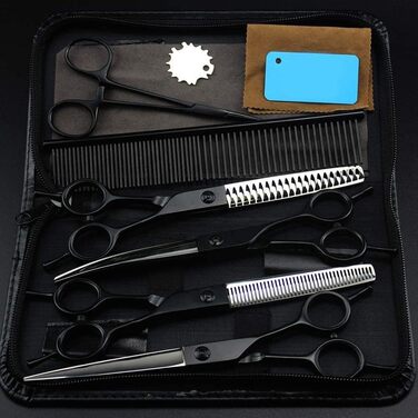 Професійна фризьорська ножиця для тварин зі чорного нержавіючого сталі, ножиці для грумінгу собак та котів, ножиці для розрідження шерсті, гострі леза