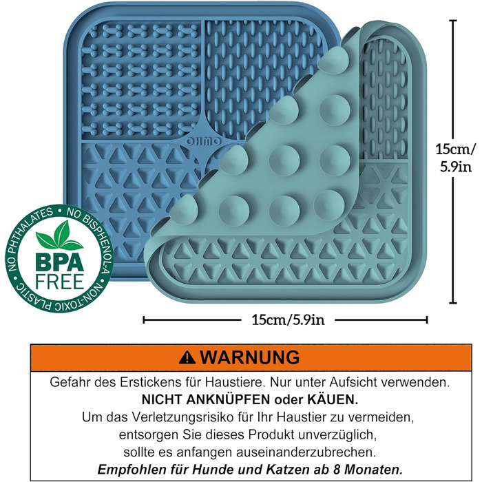 Лежанка-іграшка для собак OHMO Schleckmatte, 2 шт. (15x15 см) – для цуценят, котів, зняття тривоги, повільне годування, силікон (кораловий & вишневий)