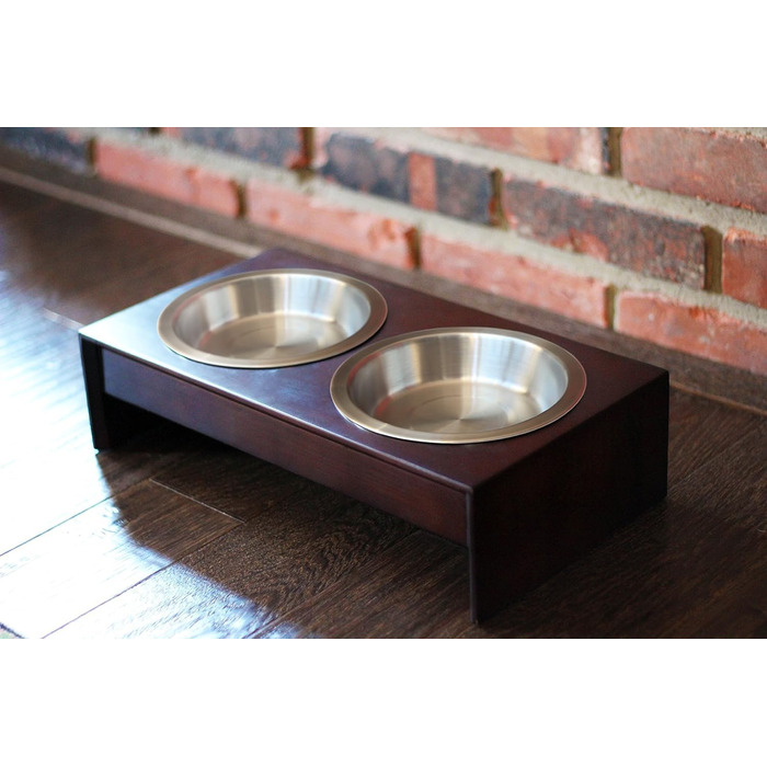 PetFusion елегантна годівниця з масиву дерева, коротка, 41x22x10 см