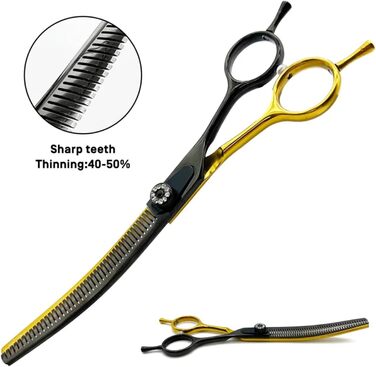 Професійна витончена ножиця для грумінгу собак 7.5 дюймів, з японської сталі 440C, для розрідження шерсті, 20%-70% розрідження
