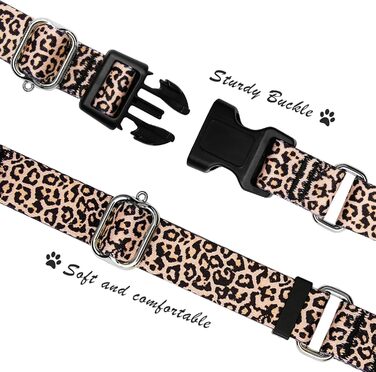Нашийник для собак Hikiko Martingale з леопардовим принтом, великий розмір (L), міцний, витривалий