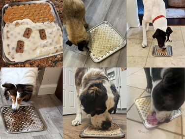 Лежак-міска для собак та котів з нержавіючої сталі, Slow Feeder, зменшує тривожність, антиковзаюча основа, для сирого харчування, миється в посудомийній машині [Великий - 1 шт.]