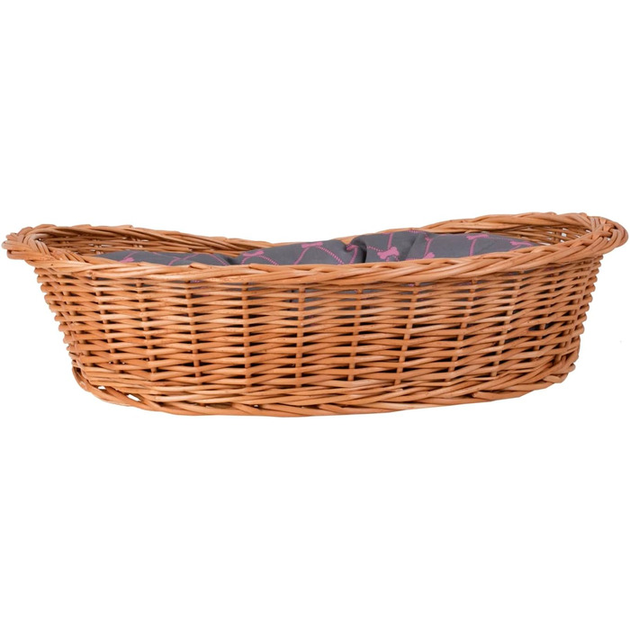 Корзина для собак з ротангу, сірого кольору, 100x75x27 см. Корзина для тварин, кошик для кота