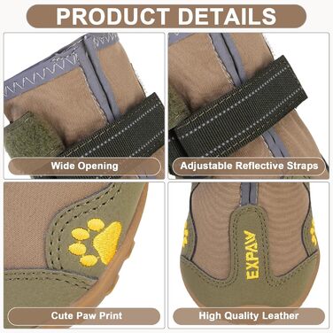 Зимові чоботи для собак великих порід, захист лап від холоду та слизькості. Водонепроникні чоботи для собак, підходять для снігу, дощу, гарячого асфальту та прогулянок. Розмір 7: 75x78 см (Д*Ш) (4 шт. в упаковці). Розмір 6: 71x65 см (Д*Ш) (4 шт. в упаковц