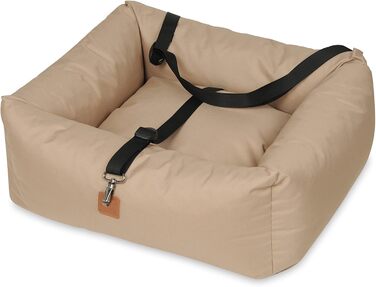 Автокрісло для собак NYVIPet Julian, 56x51 см, Cappuccino - водовідштовхувальне, з повідком та кріпленням для авторемня. Підходить для маленьких собак. Найкращий комфорт, Oeko-TEX® сертифікат