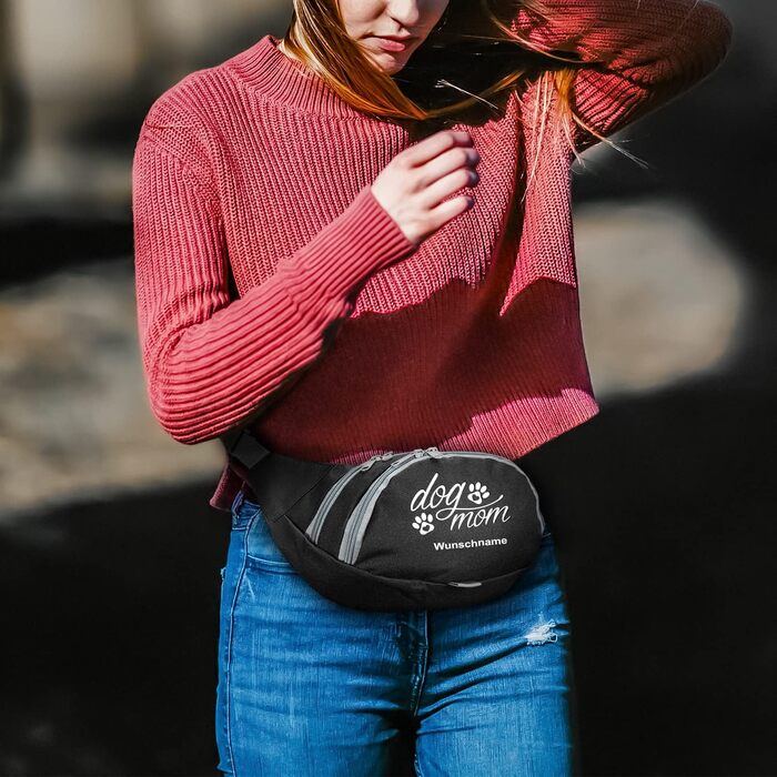 Сумка для ласощів для собак з персональним ім'ям | Сумка для дресирування собак | Чорний/Світло-блакитний