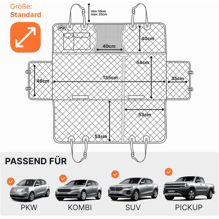 Водонепроникний захист для автосидіння собаки RAGI - 4в1: килимок, захист заднього сидіння, з кріпленням, стійкий до подряпин та ковзання. Підходить для всіх авто