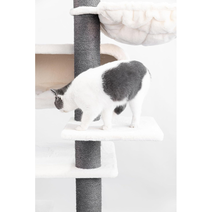 Дряпак для котів Petrebels Maine Coon XXL, 190 см, дизайн для великих котів, сизаль, колір Off-White