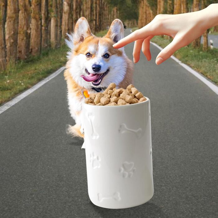 Керамічна ваза для ласощів для собак та котів, 22,9 x 12,7 см, велика, з кришкою, у стилі фермерського дому