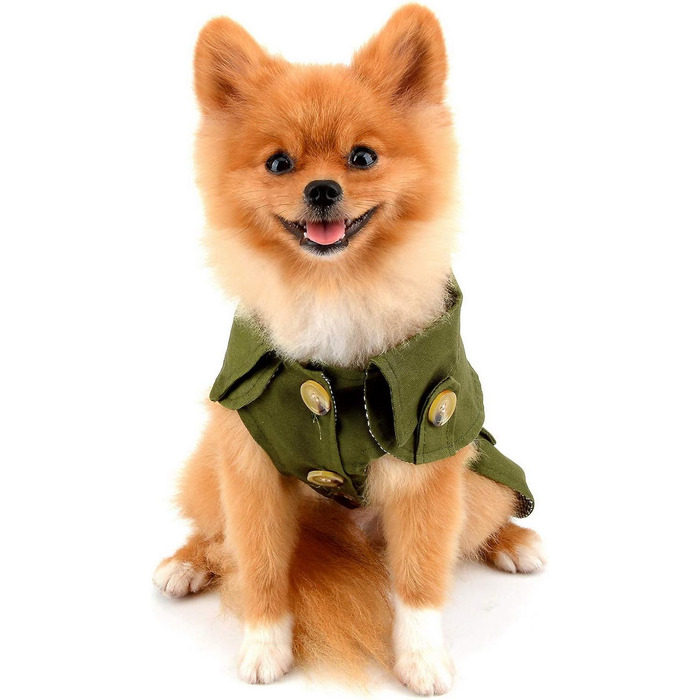 PAIDEFUL Західна куртка для маленьких собак, вітронепроникна, з поясом, для осені та зими, розмір S, хакі