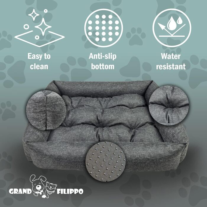 Лежанка для собак водонепроникна - лежанки для маленьких та великих собак - лежанка для собак з неслизьким дном - собачий кошик, лежанка 120x90x20 чорне лляне полотно