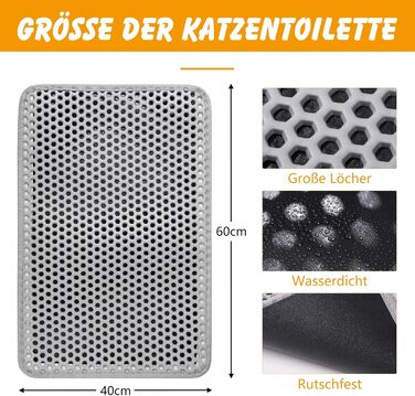 Килимок для котячого туалету Ondware, 117.8 x 66 см, двошаровий, водонепроникний (сірий)