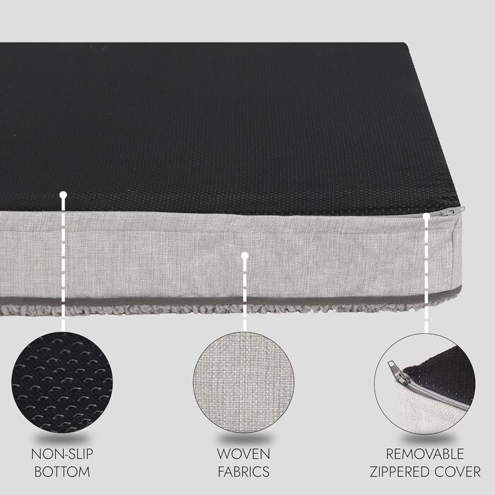 Ортопедичне ліжко для собак середнього розміру, вологостійке, з ультрам'якою піною, знімний, пральний чохол та неслизьке дно, білий та сірий колір, розмір Medium (31.4'L x 23.6'W x 3.1'H)