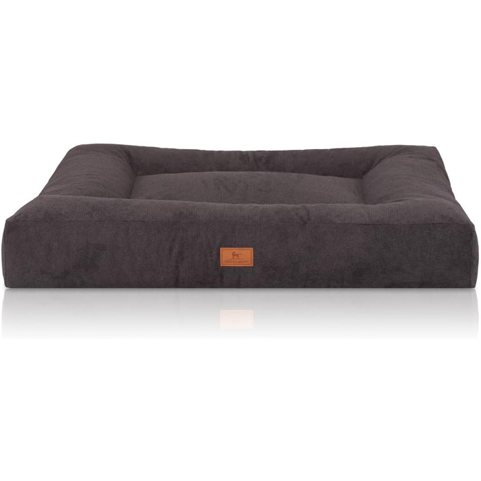 Ортопедичне собаче ліжко Knuffelwuff Sofia з м'якого велюру, 100 x 80 см. Знімний, пральний чохол. Підходить для собак великих, середніх та маленьких порід. Чорний колір, розмір L 80 x 60 x 17 см