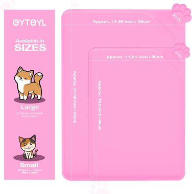 Водонепроникний килимок для годування домашніх тварин з високими бортиками, 55 x 38 см, силіконовий, неслизький, для собак та котів, запобігає розливанню води (рожевий, 48 x 30 см)