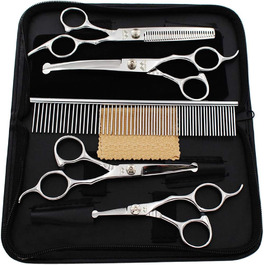 Набір ножиць для грумінгу собак iSeaFly 5 в 1: нержавіюча сталь, для тіла, обличчя, вух та носа