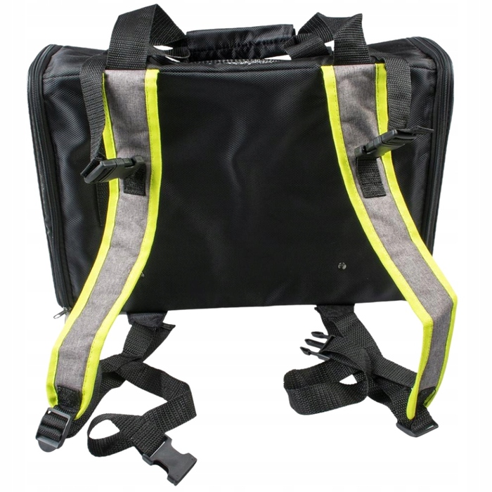 Переноска для собак та котів Duvo+ XS — чорна тканинна + шлейка