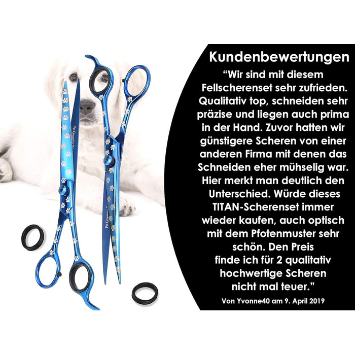 Набір для стрижки собак з 2 частин: професійна шерсть та ножиці для лап TITAN 20,32 см (8 дюймів)