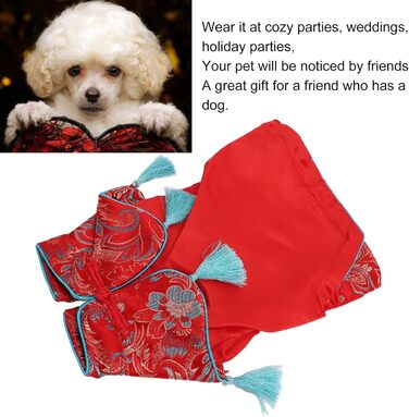 Костюм для собак і котів у китайському стилі Чеонгсам з атласу, Tang Anzug, розмір L. Елегантний дизайн, м'який бавовняний матеріал, святковий одяг для Різдва та вечірок