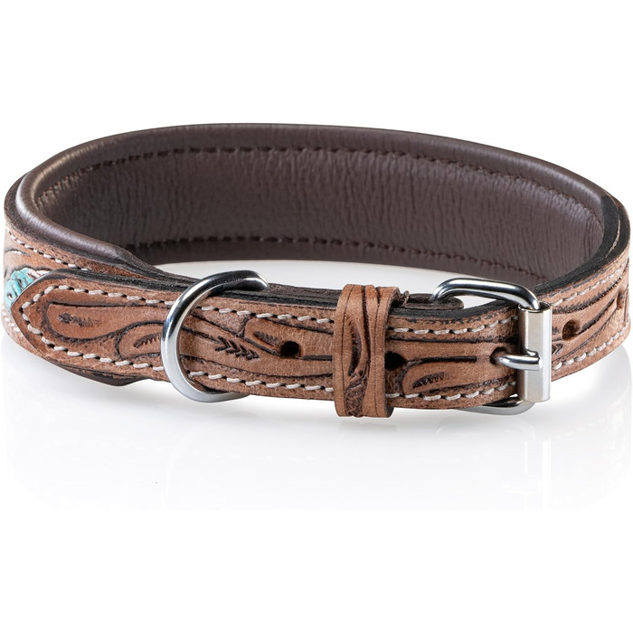 Стильний шкіряний нашийник для собак Джек Рассел від Unikat: ручна робота, м'який, багатокольоровий, з натуральної шкіри буйвола, XL (48-58 см)