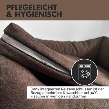 Ортопедичне ліжко для собак Emma | Ліжко-кошик для маленьких та середніх собак (Колір: коричневий, 105x75 см)