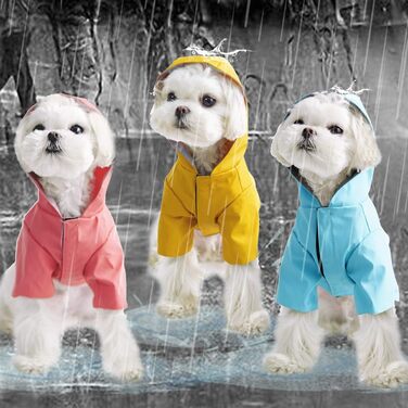 Водонепроникний дощовик для собак BPS з капюшоном та кишенею, 100% поліестер, блакитний, розмір M, BPS-9701AZ (пакет з 1)