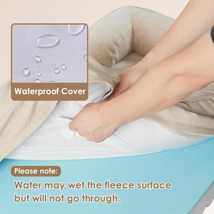 Ортопедичне ліжко для собак EHEYCIGA, 89x56 см, Memory Foam, для середніх та маленьких собак, вологостійке, з високим бортиком, бежеве