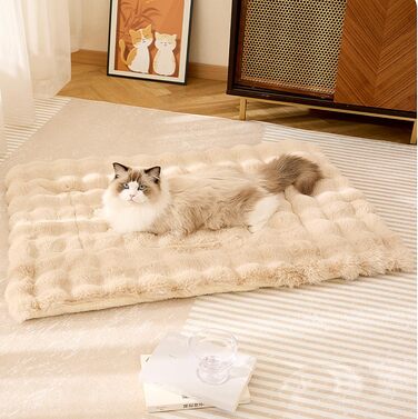 М'яка та пухнаста підстилка для собак з антиковзною основою, 70 x 100 см, бежева